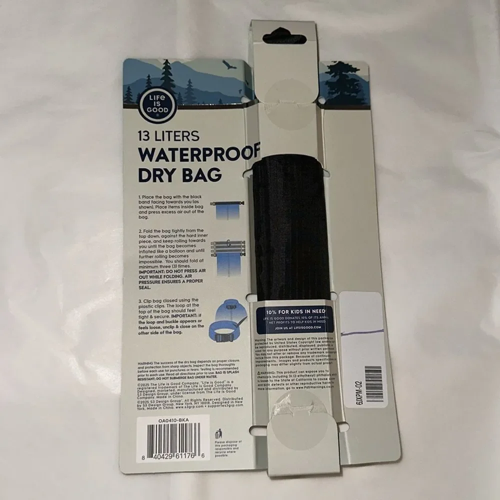 Life is Good Black 13L Waterproof Lightweight Dry Bag